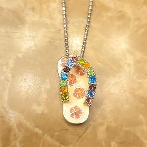 Island Treasures Collection RHINESTONED Thong Pendant Necklace.